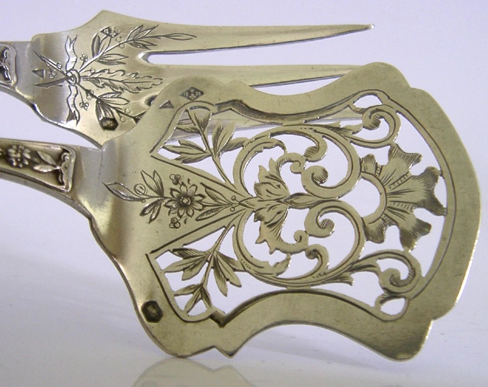 PRETTY FRENCH STERLING SILVER HORS D'OEUVRE SERVERS c1900 ANTIQUE PARIS View III