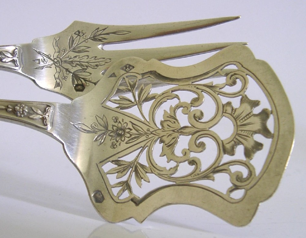 PRETTY FRENCH STERLING SILVER HORS D'OEUVRE SERVERS c1900 ANTIQUE PARIS View VII