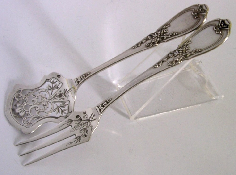 PRETTY FRENCH STERLING SILVER HORS D'OEUVRE SERVERS c1900 ANTIQUE PARIS View VIII