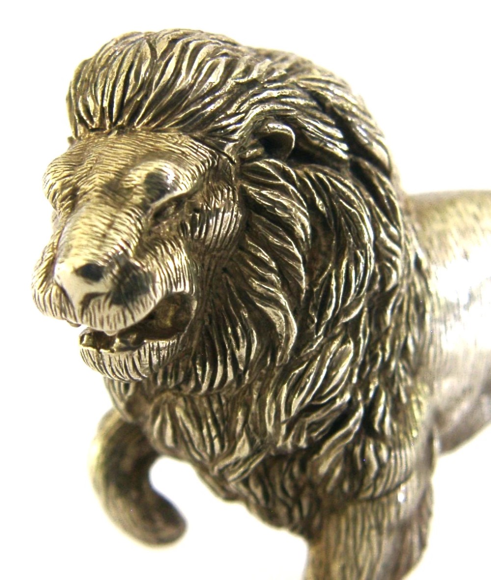 STUNNING 158g PORTUGUESE 833 SOLID SILVER LION ANIMAL c1950 View II