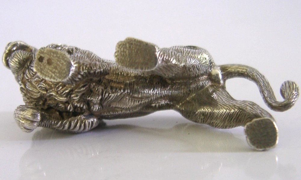 STUNNING 158g PORTUGUESE 833 SOLID SILVER LION ANIMAL c1950 View VII
