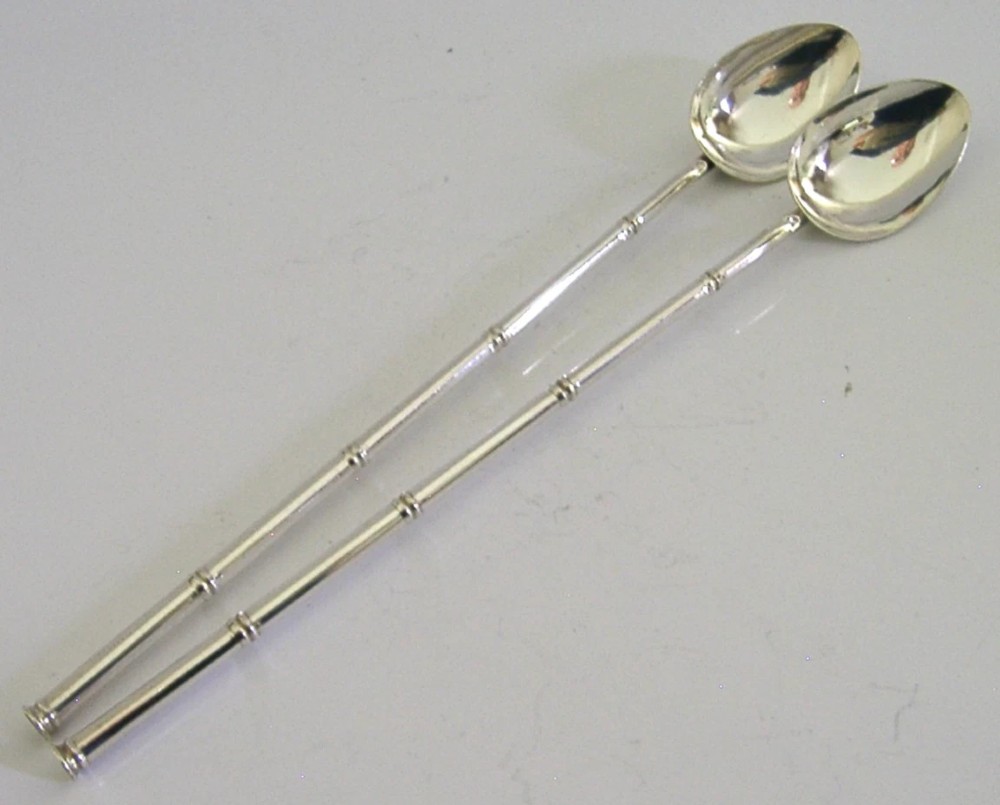 TWO STERLING SILVER COCKTAIL STRAWS MAKING MIXER BARWARE c1960 View IV