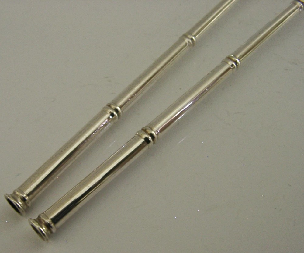 TWO STERLING SILVER COCKTAIL STRAWS MAKING MIXER BARWARE c1960 View VI
