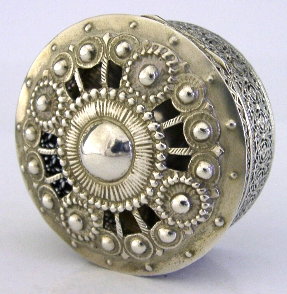 BEAUTIFUL SOLID SILVER PIERCED POTPOURRI LAVENDER DESK BOX c1910 ANTIQUE