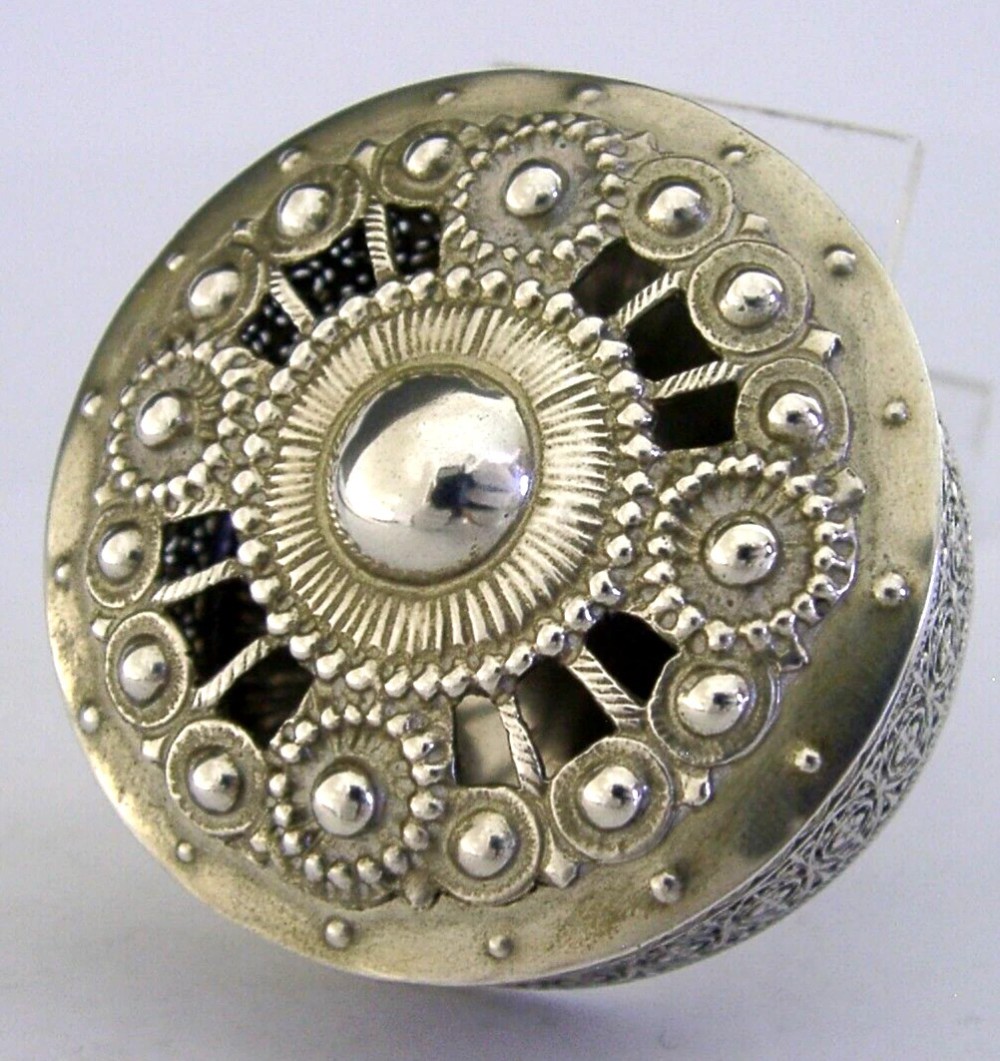 BEAUTIFUL SOLID SILVER PIERCED POTPOURRI LAVENDER DESK BOX c1910 ANTIQUE View III