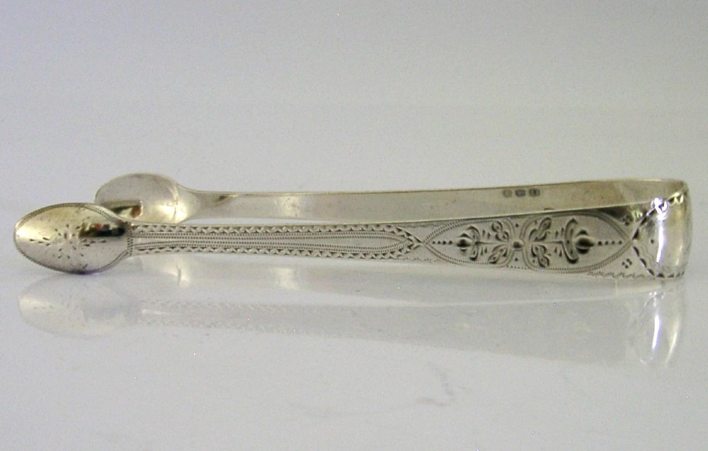 ANTIQUE STERLING SILVER BRIGHT CUT SUGAR TONGS 1799 GEORGIAN View VII