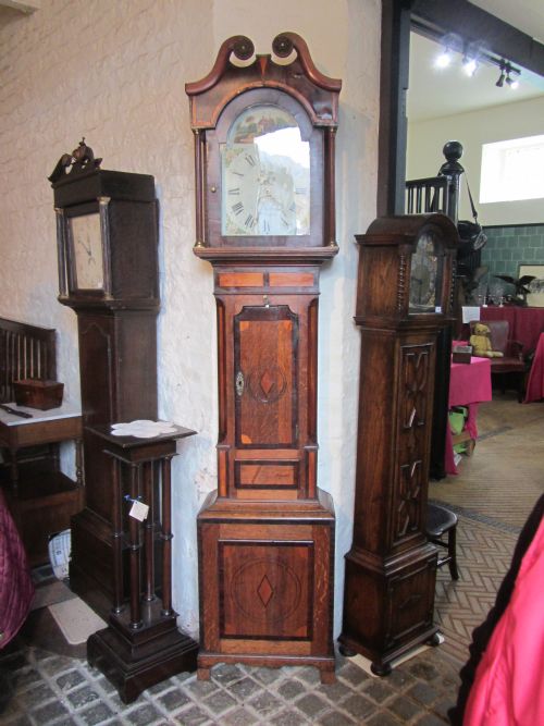 fig 1. FIRST HALF OF THE 19TH CENTURY OAK & MAHOGANY LONGCASE CLOCK