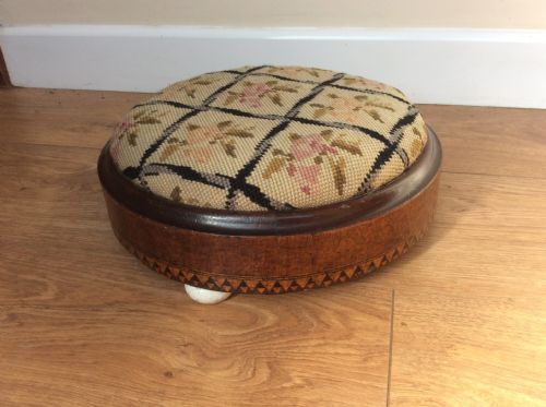 Victorian Walnut Circular Footstool