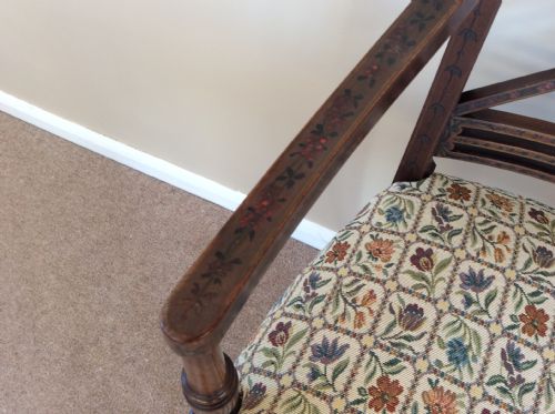 GEORGIAN ELBOW CHAIR WITH MUSIC AND FLORAL PAINTED DECORATION - ADDITIONAL PHOTO 2