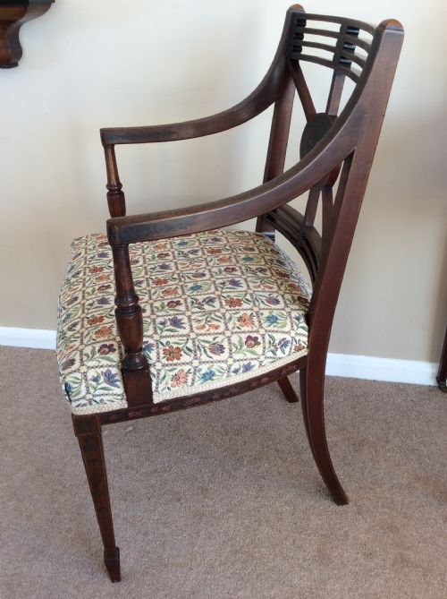 GEORGIAN ELBOW CHAIR WITH MUSIC AND FLORAL PAINTED DECORATION - ADDITIONAL PHOTO 9