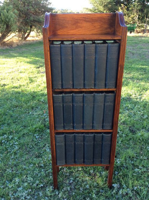 Oak Open Bookcase Complete with Set of Charles Dickens Novels