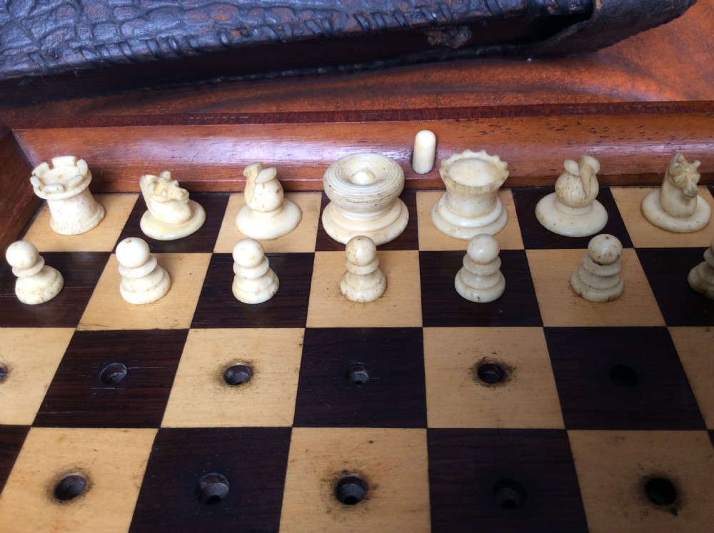 Mahogany Cases Jaques & Son - In Statu Quo - Travelling Chess Set - Late 19th Century View II