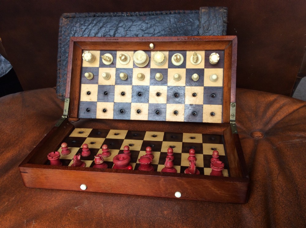 Mahogany Cases Jaques & Son - In Statu Quo - Travelling Chess Set - Late 19th Century View IV