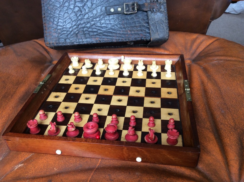 Mahogany Cases Jaques & Son - In Statu Quo - Travelling Chess Set - Late 19th Century View VI