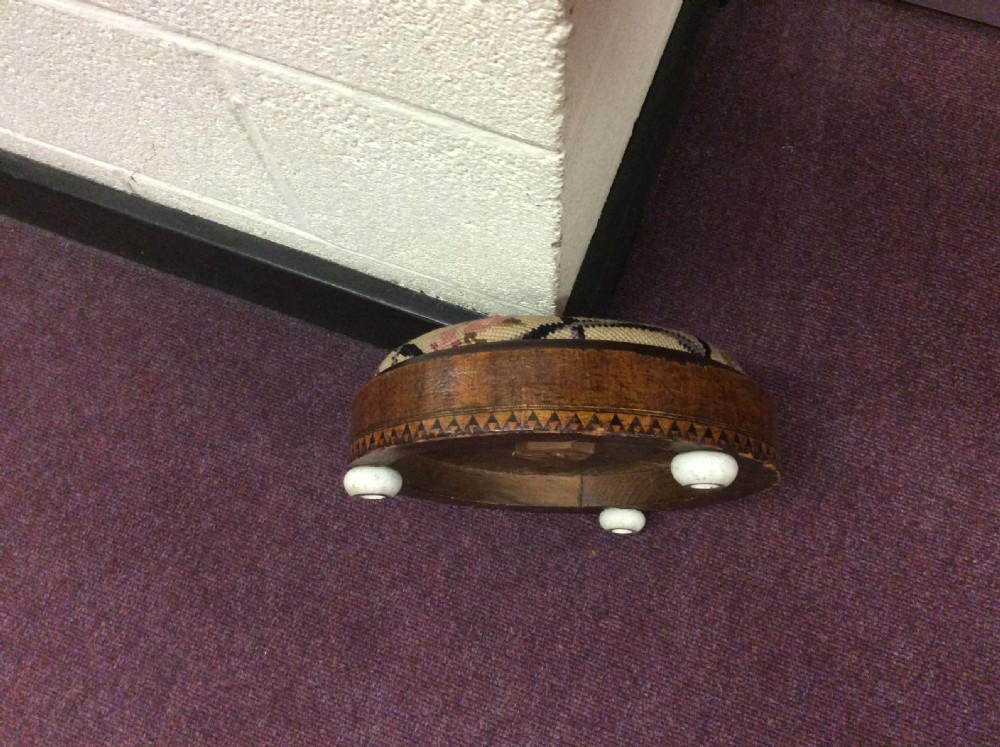 Victorian walnut circular footstool View IV