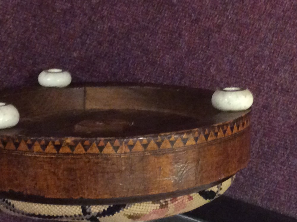 Victorian walnut circular footstool View V