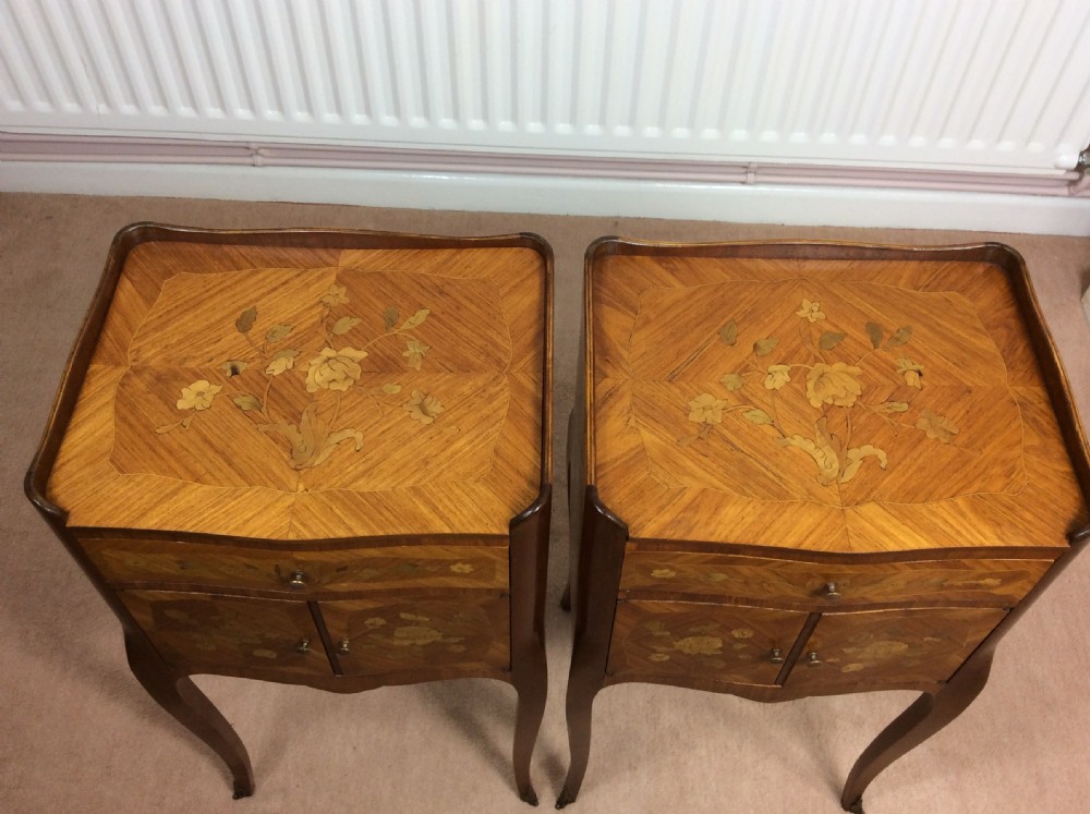 Good Pair of French Marquetry Bedside Cabinets View III