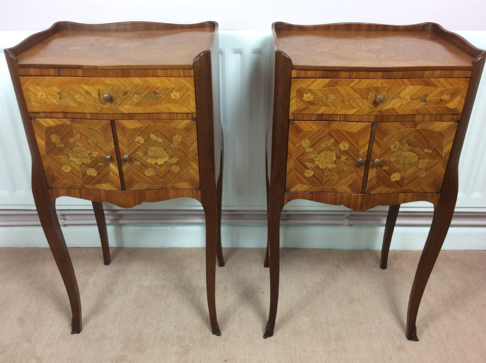 Good Pair of French Marquetry Bedside Cabinets View VI