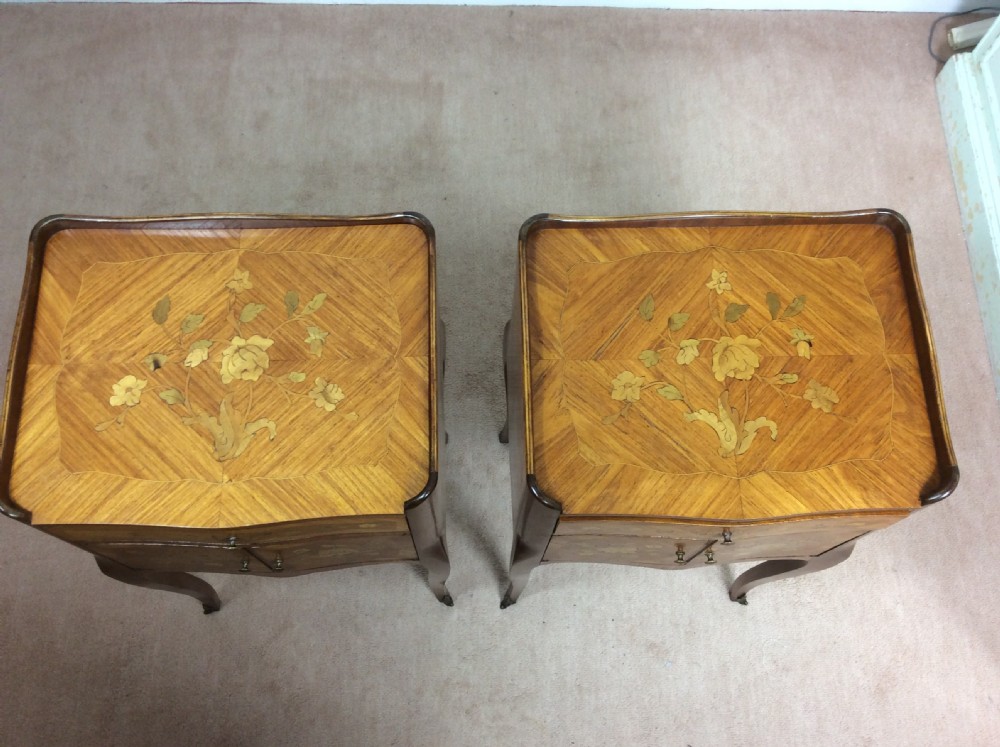 Good Pair of French Marquetry Bedside Cabinets View IV