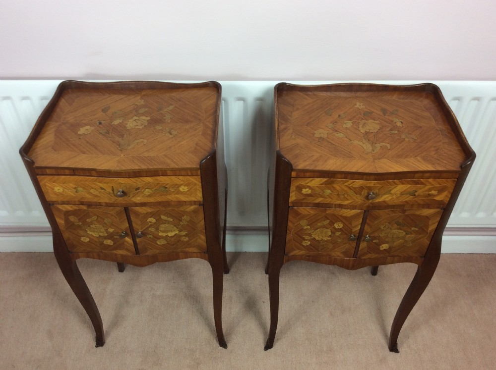 Good Pair of French Marquetry Bedside Cabinets View VIII
