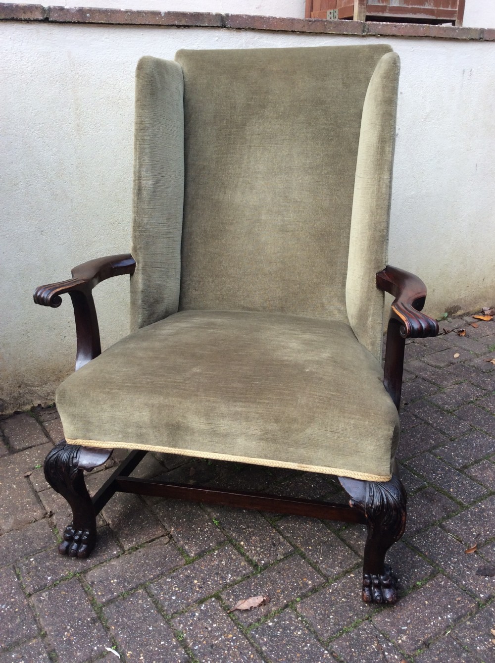 19th Century mahogany open arm Wing Armchair View III