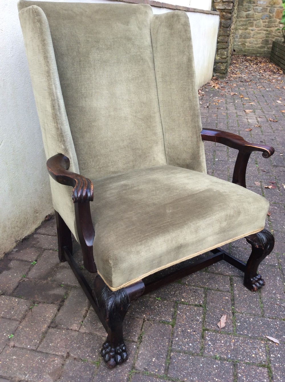 19th Century mahogany open arm Wing Armchair View V