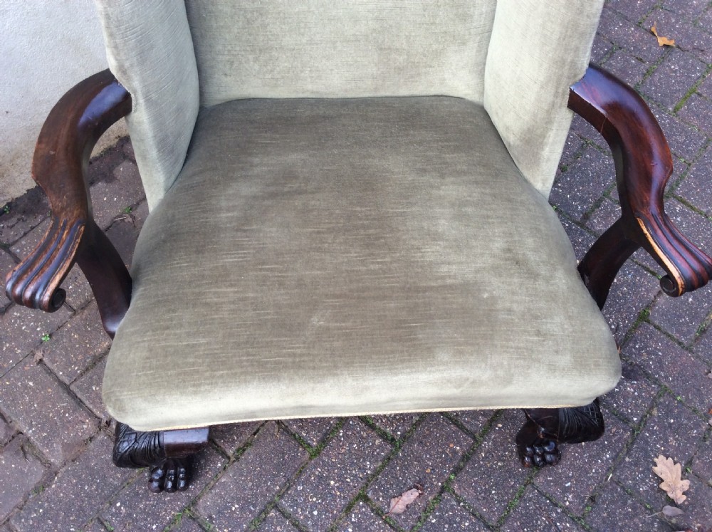 19th Century mahogany open arm Wing Armchair View VI