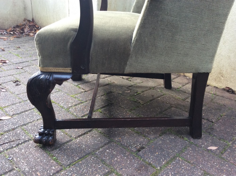19th Century mahogany open arm Wing Armchair View VII