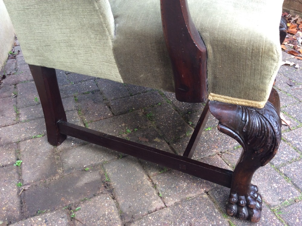 19th Century mahogany open arm Wing Armchair View VIII