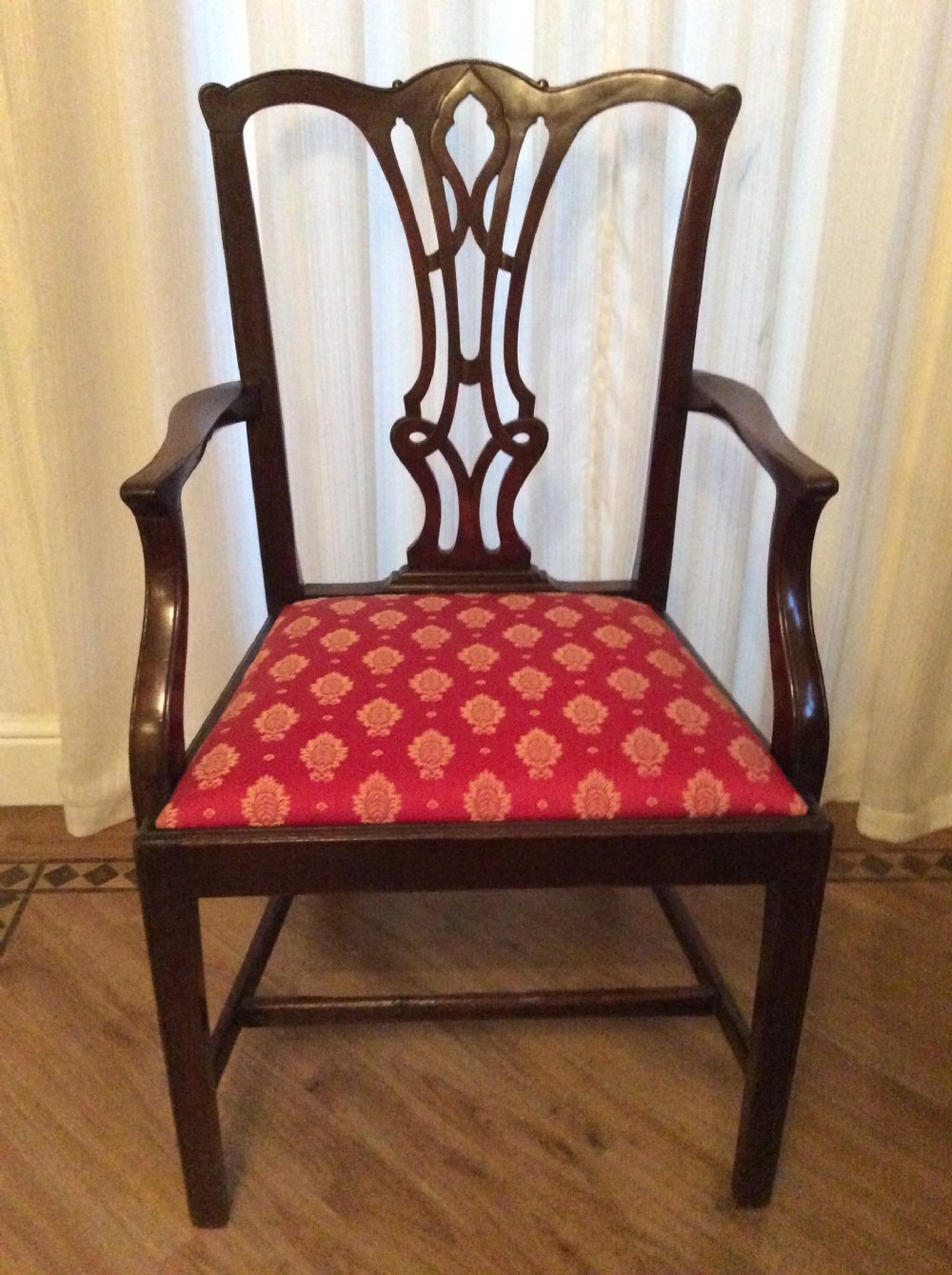 19thc Georgian Mahogany Elbow/ Open Arm Chair /armchair label Spillman & Co