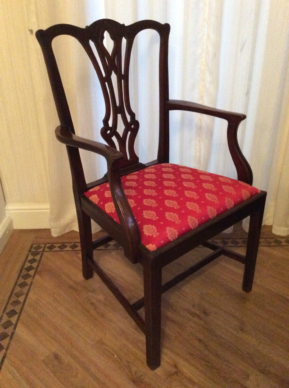 19thc Georgian Mahogany Elbow/ Open Arm Chair /armchair label Spillman & Co View II