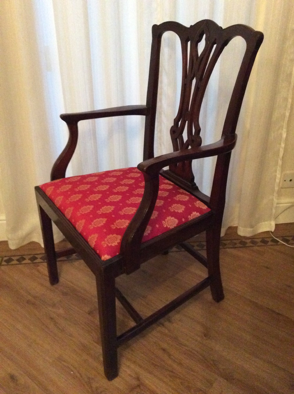 19thc Georgian Mahogany Elbow/ Open Arm Chair /armchair label Spillman & Co View IV
