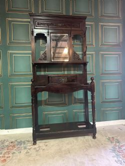 EDWARDIAN DARK OAK COAT STAND