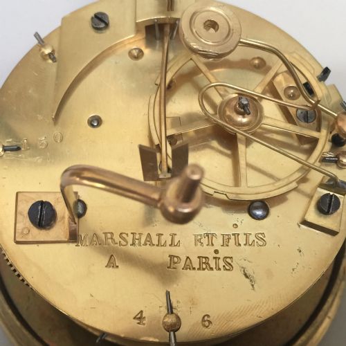 ANTIQUE LOUIS XVI STYLE GILT BRONZE MARBLE FRENCH MANTEL CLOCK BY HENRI PICARD RETAILED BY MARSHALL - ADDITIONAL PHOTO 6