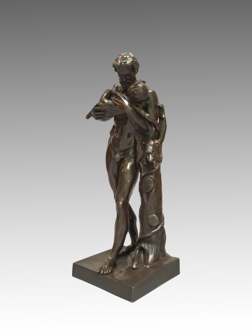 ANTIQUE GRAND TOUR BRONZE FIGURE AFTER THE ANTIQUE SILENUS HOLDING INFANT DIONYSUS - ADDITIONAL PHOTO 2