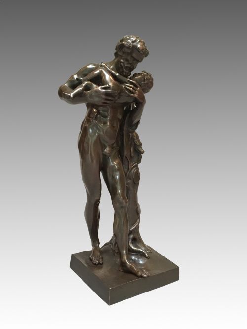 ANTIQUE GRAND TOUR BRONZE FIGURE AFTER THE ANTIQUE SILENUS HOLDING INFANT DIONYSUS - ADDITIONAL PHOTO 3