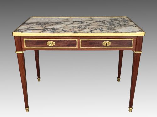 antique french mahogany marble topped centre table attributed to gervais durand - CATEGORY: ANTIQUE TABLES - DATED 1880