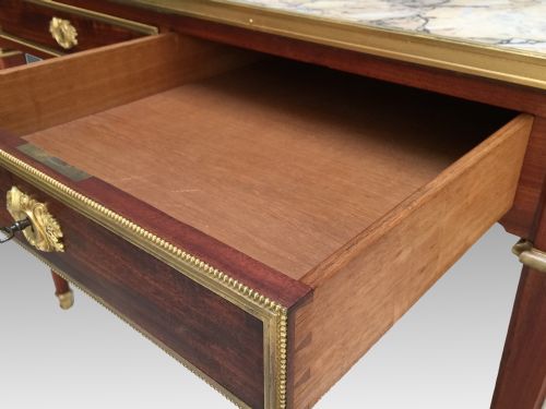 ANTIQUE FRENCH MAHOGANY MARBLE TOPPED CENTRE TABLE ATTRIBUTED TO GERVAIS DURAND - ADDITIONAL PHOTO 3