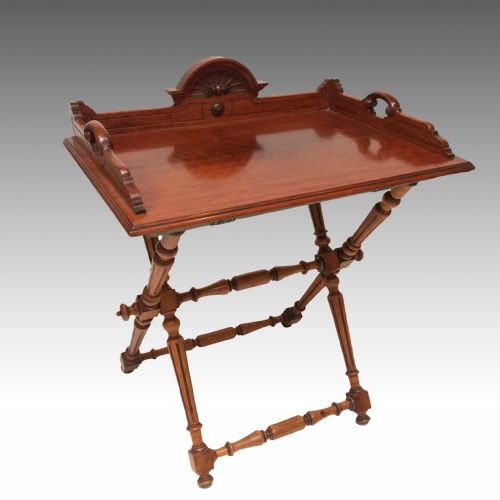 victorian walnut butlers tray on stand - CATEGORY: ANTIQUE MISCELLANEOUS - DATED 1870