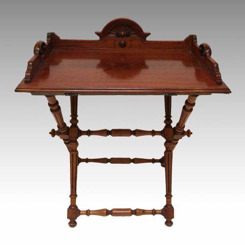 VICTORIAN WALNUT BUTLERS TRAY ON STAND - ADDITIONAL PHOTO 1