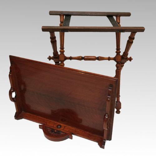 VICTORIAN WALNUT BUTLERS TRAY ON STAND - ADDITIONAL PHOTO 2