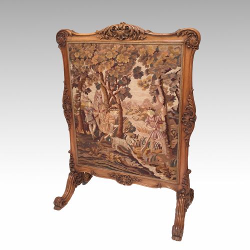 antique victorian solid walnut fire screen - CATEGORY: ANTIQUE FIREPLACES - DATED 1860