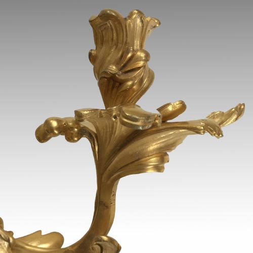 ANTIQUE FRENCH 19TH CENTURY GILT BRONZE LOUIS XV STYLE WALL LIGHT SCONCE - ADDITIONAL PHOTO 1