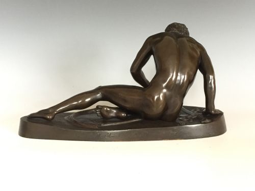 ANTIQUE ITALIAN GRAND TOUR BRONZE OF THE DYING GAUL CAST BY AMODIO NAPLES - ADDITIONAL PHOTO 1