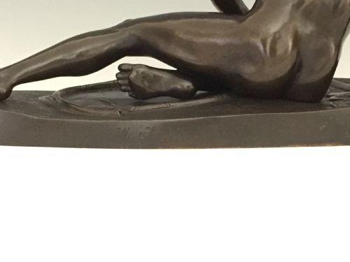 ANTIQUE ITALIAN GRAND TOUR BRONZE OF THE DYING GAUL CAST BY AMODIO NAPLES - ADDITIONAL PHOTO 4