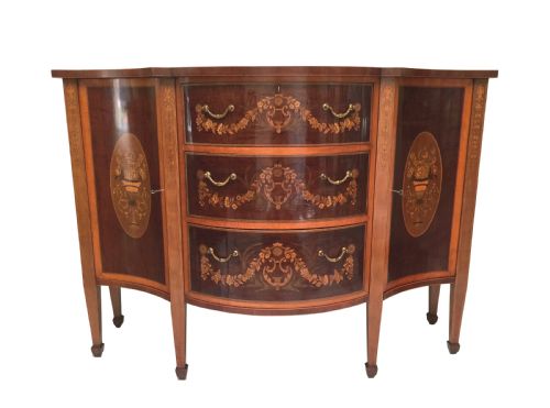 antique edwards roberts marquetry side cabinet george iii style - CATEGORY: ANTIQUE CABINETS - DATED 1890