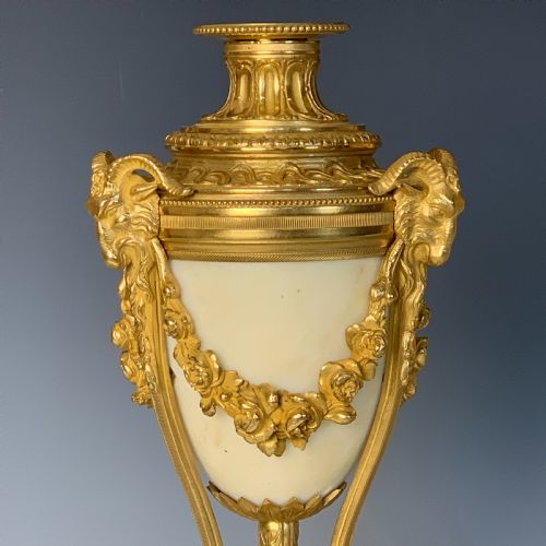 GILT BRONZE MARBLE NAPOLEON III CANDLESTICKS IN LOUIS XVI STYLE - ADDITIONAL PHOTO 1