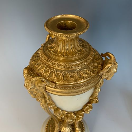 GILT BRONZE MARBLE NAPOLEON III CANDLESTICKS IN LOUIS XVI STYLE - ADDITIONAL PHOTO 4