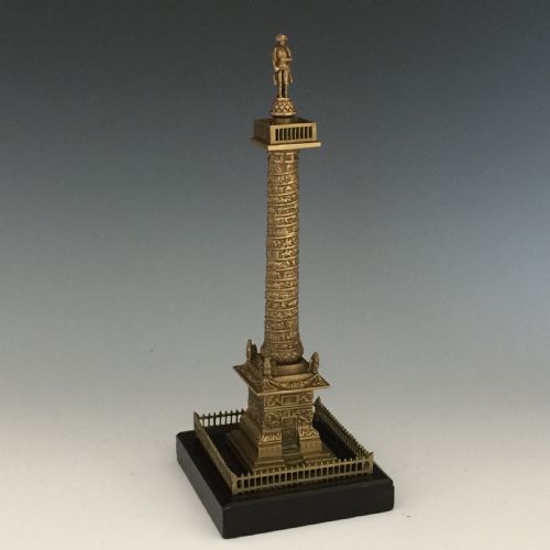 ANTIQUE GRAND TOUR STYLE FRENCH BRONZE VENDME COLUMN - ADDITIONAL PHOTO 1