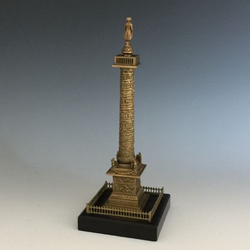ANTIQUE GRAND TOUR STYLE FRENCH BRONZE VENDME COLUMN - ADDITIONAL PHOTO 2
